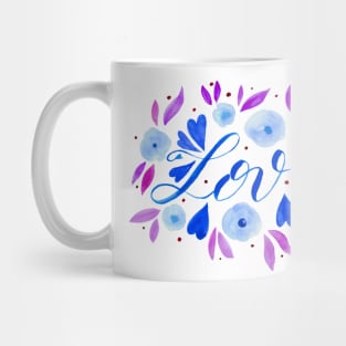 Love and flowers - blue and purple Mug